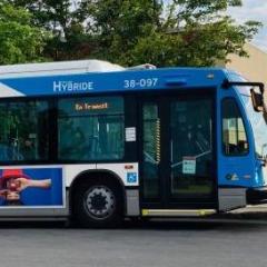 Blue Hybrid Bus