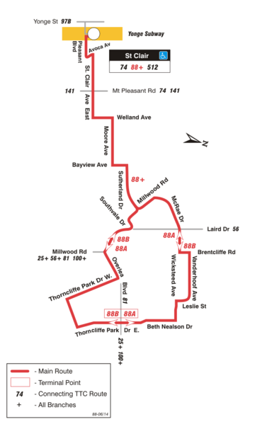 File:Toronto Transit Commission route 88 map (06-2014)-a.png