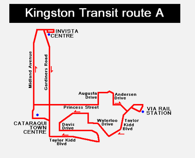 Kingston Transit route A map (2010)-a.png