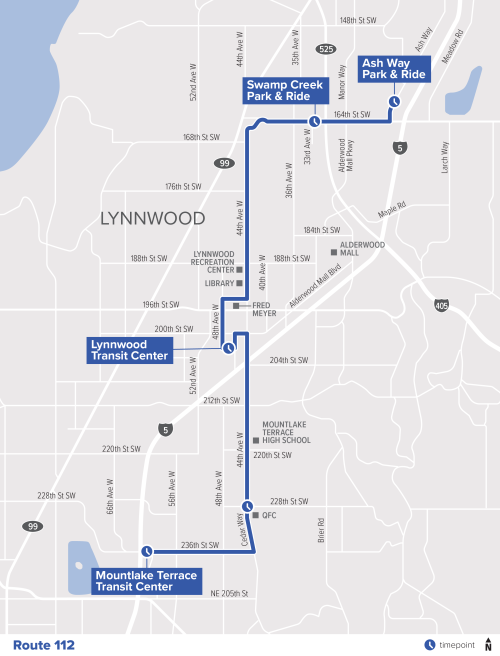 Community Transit route 112 map March 2024-a.png
