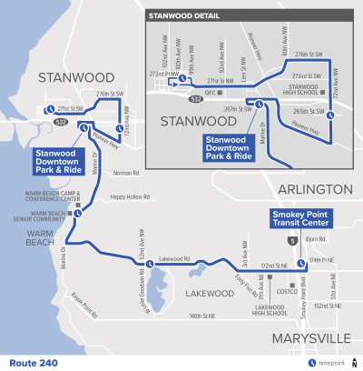 Community Transit route 240 map March 2024-a.png