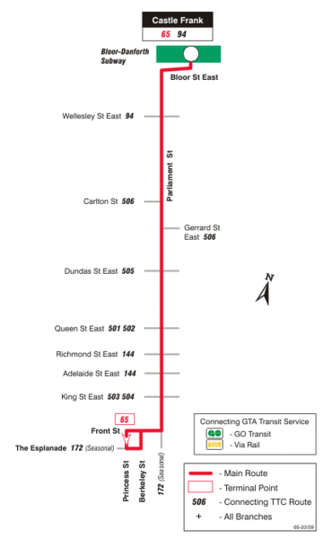 File:Toronto Transit Commission route 65 map (03-2009)-a.gif